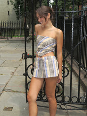 Antibes Strapless Top in Marine Stripe