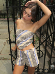Antibes Strapless Top in Marine Stripe