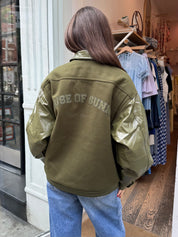 Vinyl Free Fallin Bomber in Army Green