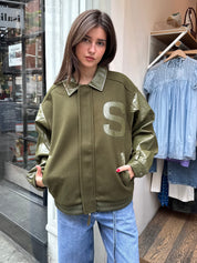 Vinyl Free Fallin Bomber in Army Green