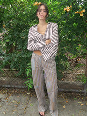 Dejon Striped Pant in Mocha Blue