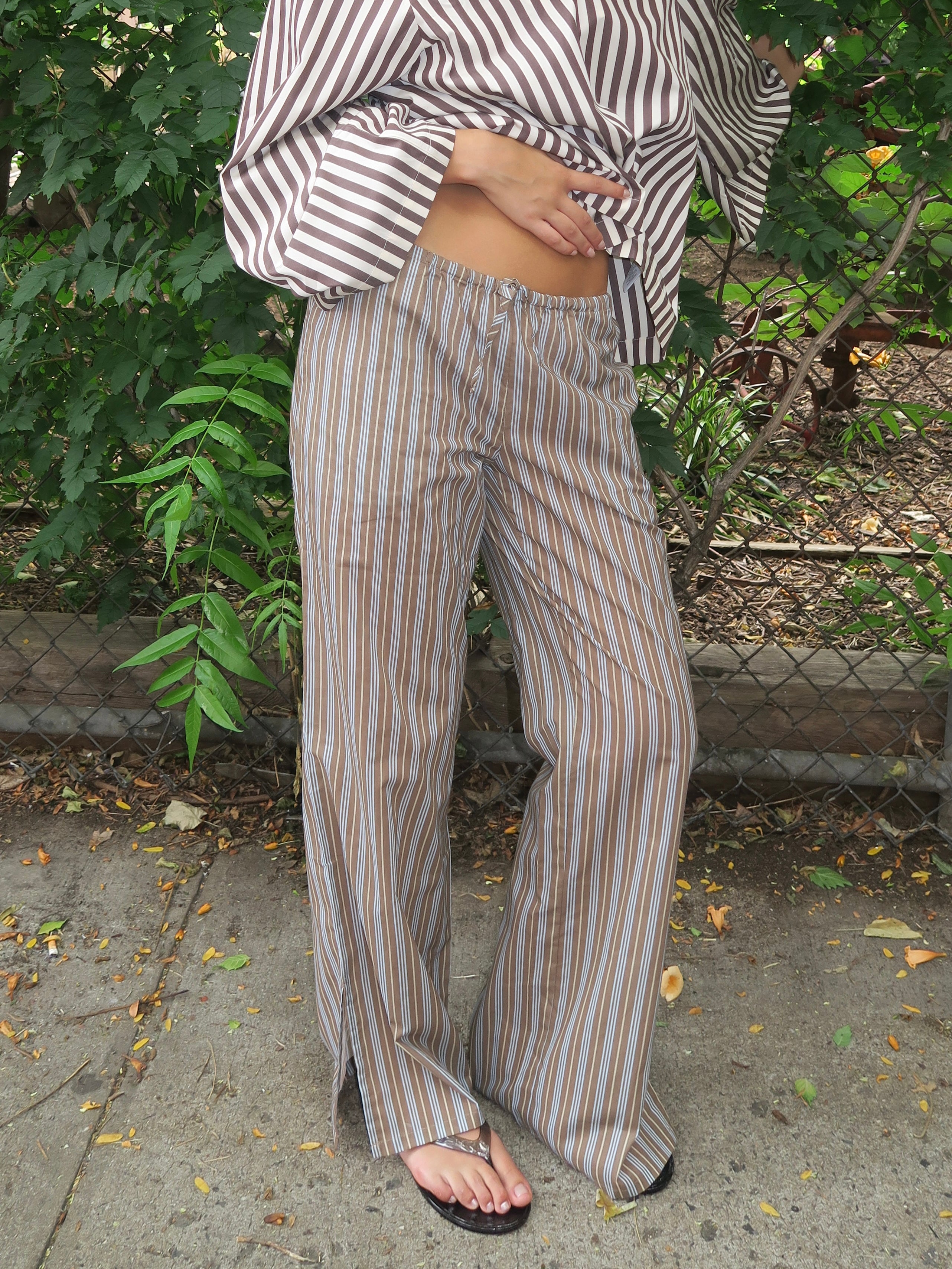 Dejon Striped Pant in Mocha Blue