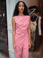 Melisande Top in Red Gingham
