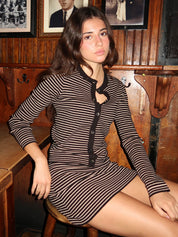 Alani Knit Cardigan in Black Taupe
