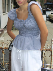 Janne Top in Hanne Gingham Vintage Navy