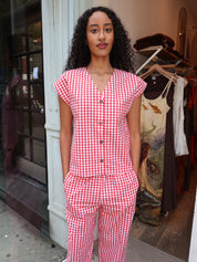 Diana Top in Red Gingham