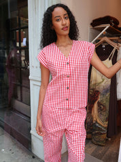 Diana Top in Red Gingham