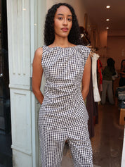 Melisande Top in Black Gingham