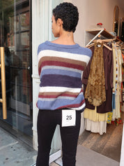 Hawley Oversized Stripe Wool Jumper in Blue