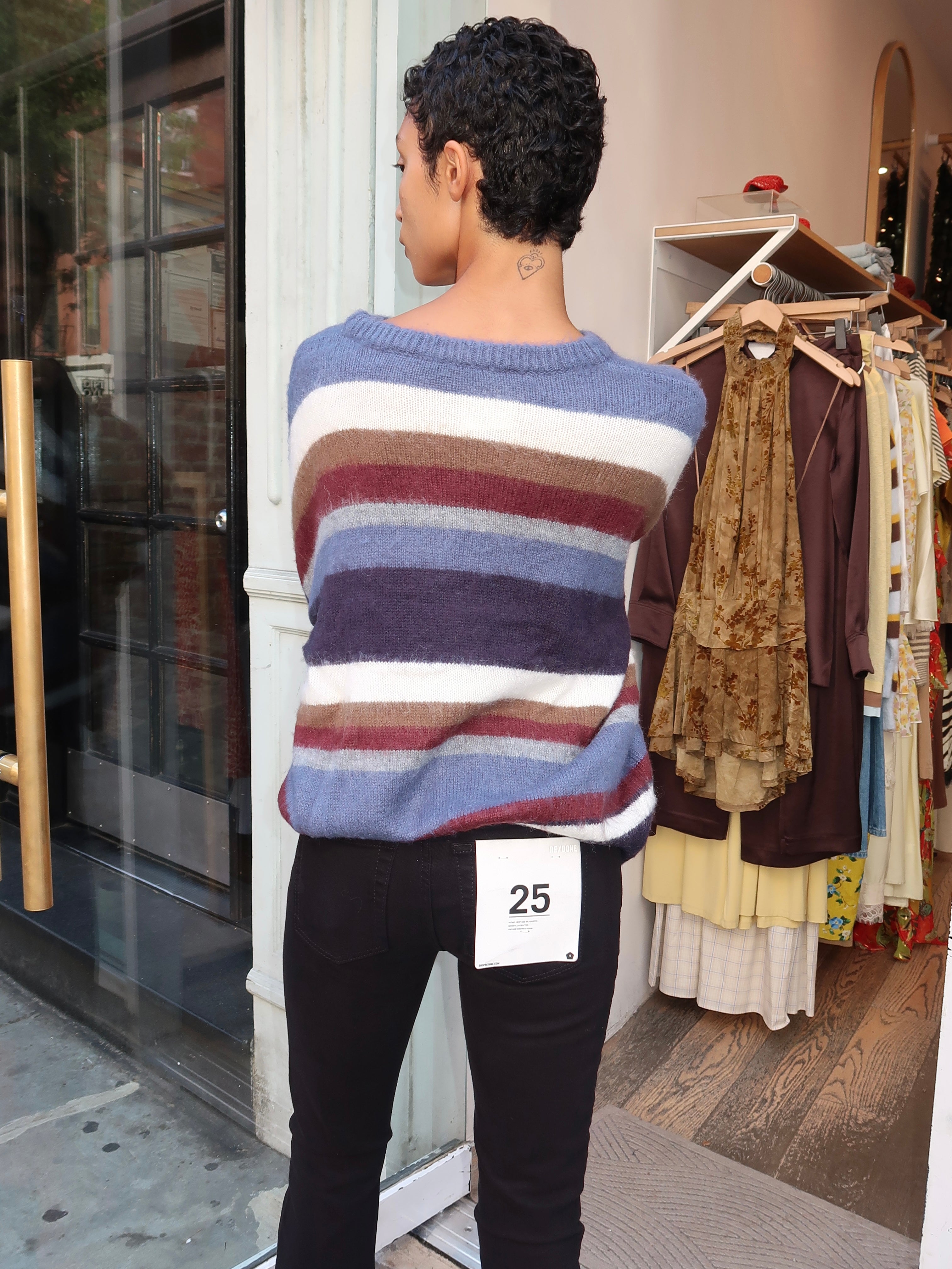 Hawley Oversized Stripe Wool Jumper in Blue