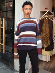 Hawley Oversized Stripe Wool Jumper in Blue