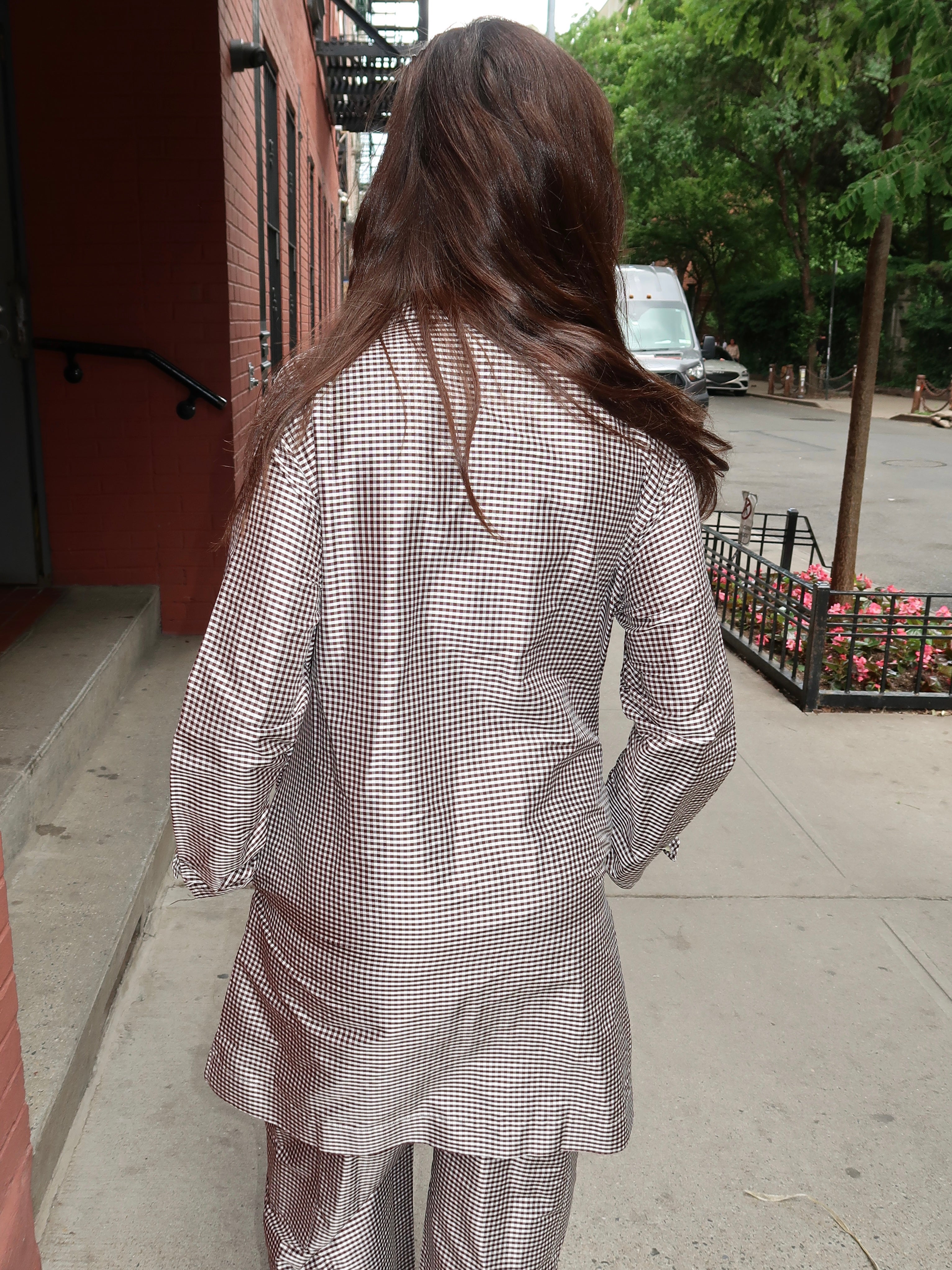 The Taffeta Gingham Jacket in Espresso