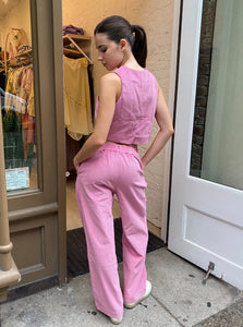 Cord Pleated Trouser in Bonbon