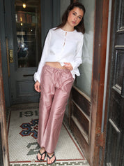 The Taffeta Gingham Drawstring Cargo Pant in Bell Pepper