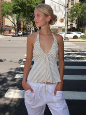 Monaco Tank Top in Cream Stripe