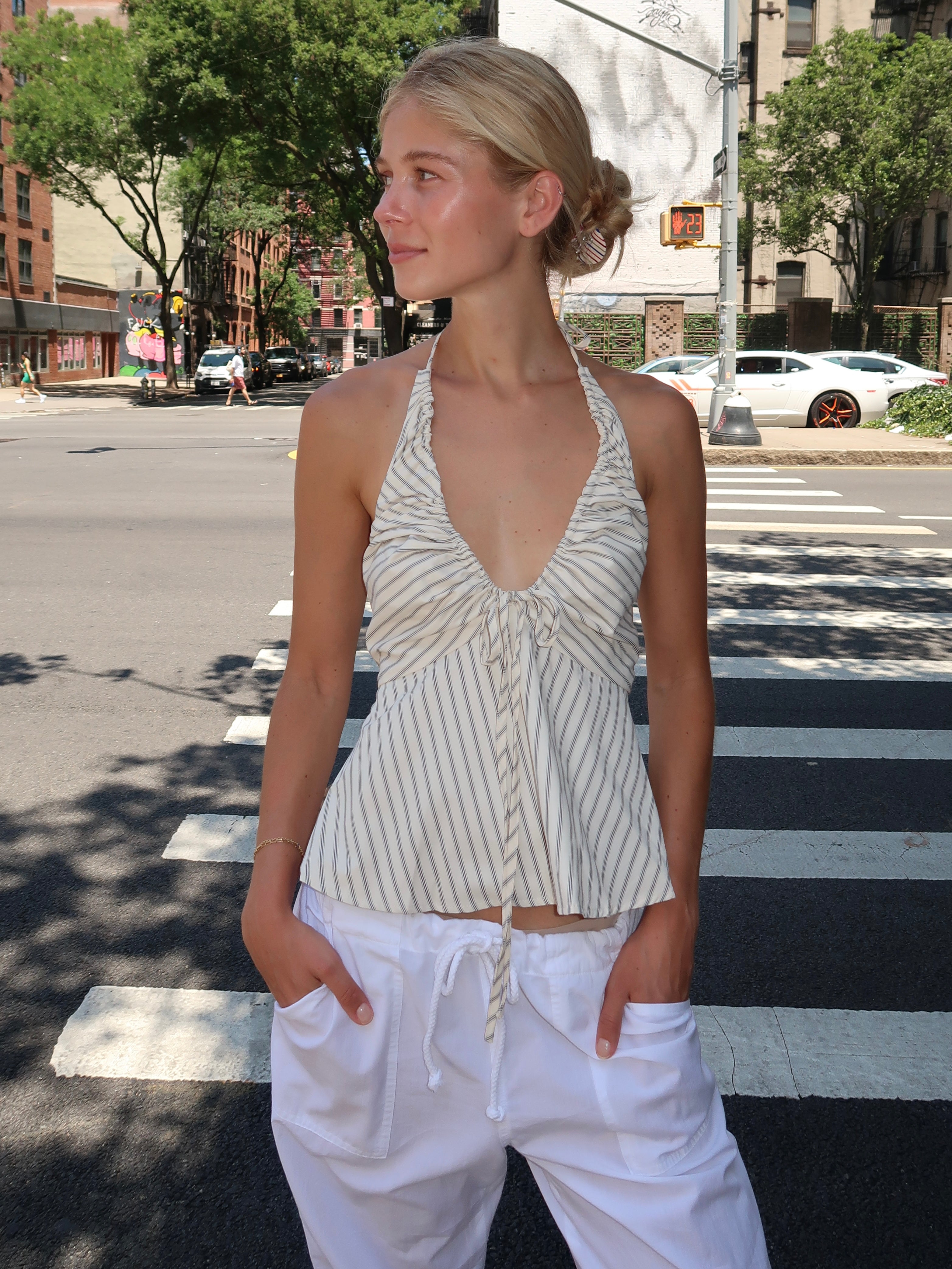 Monaco Tank Top in Cream Stripe