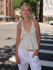 Monaco Tank Top in Cream Stripe