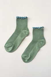 The Petite Ruffled Modal Socks in Sea Glass/Powder Blue