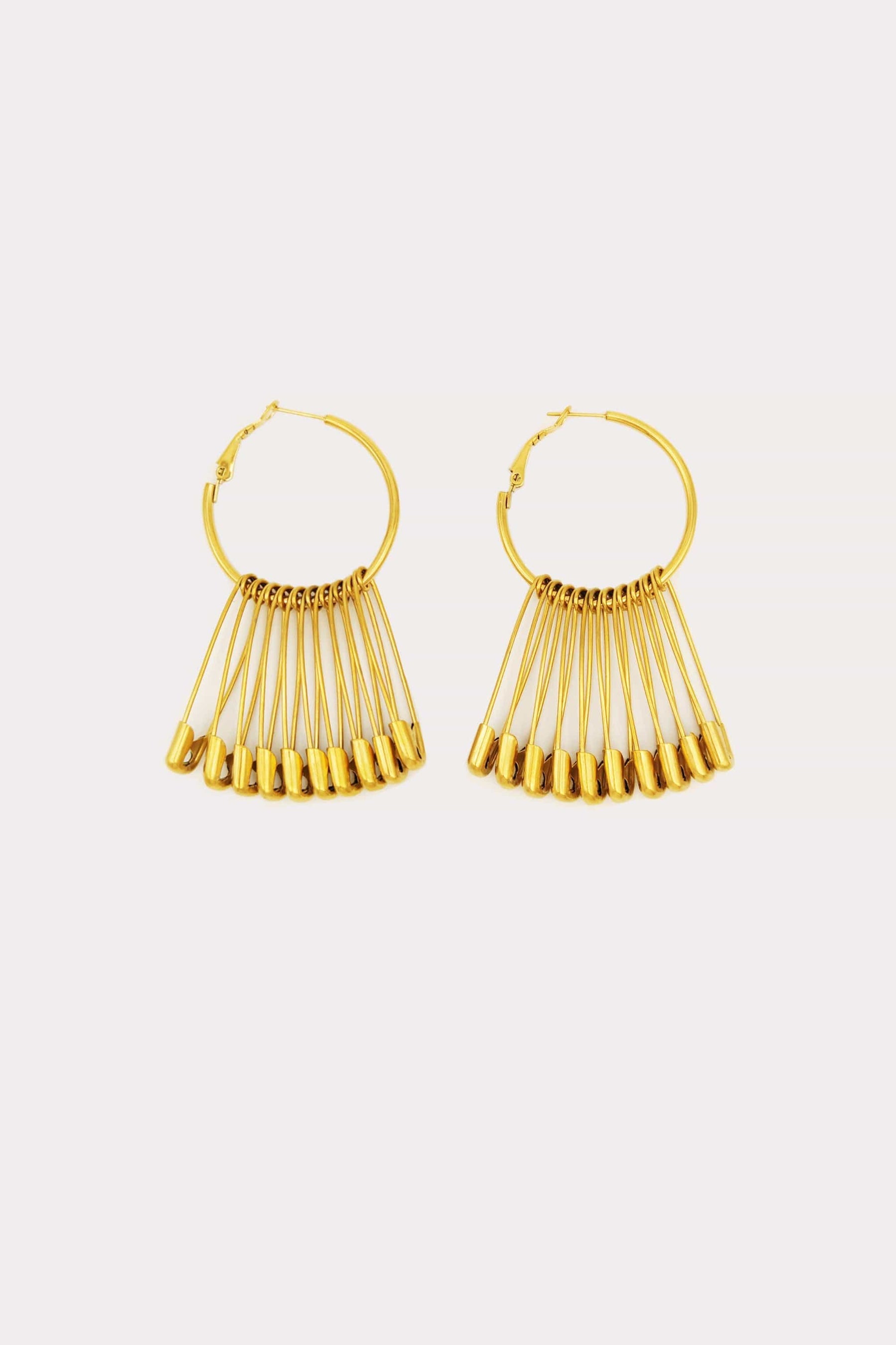 Safety Pin Hoops in Gold