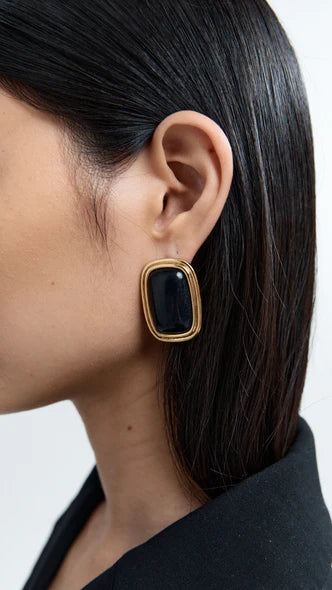 Ribbon Earrings Black/Gold