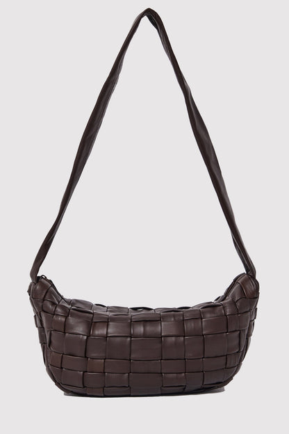 Textured Crescent Bag in Chocolate