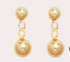 Double Ball Drop Earrings in Gold