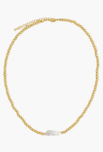 Irregular Pearl Necklace in Gold