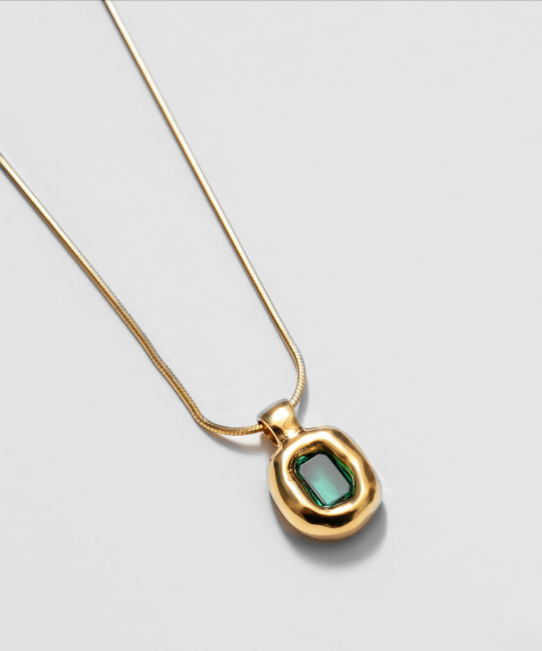 Freya Necklace in Green & Gold