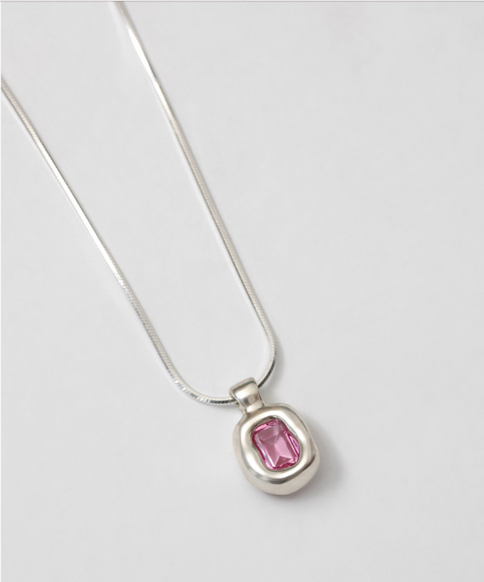 Freya Necklace in Pink & Silver