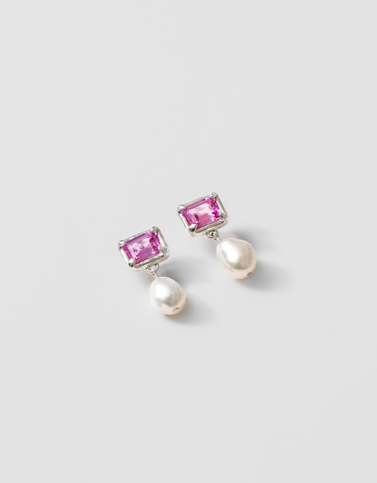 Sophie Earrings in Pink & Silver