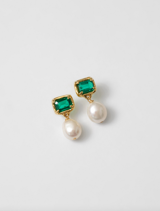 Sophie Earrings in Green & Gold