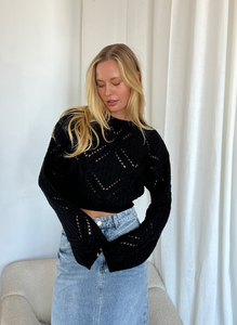 Lorinda Balloon Sleeve Sweater in Black