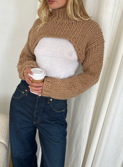 Mabel Crop Sweater in Chocolate