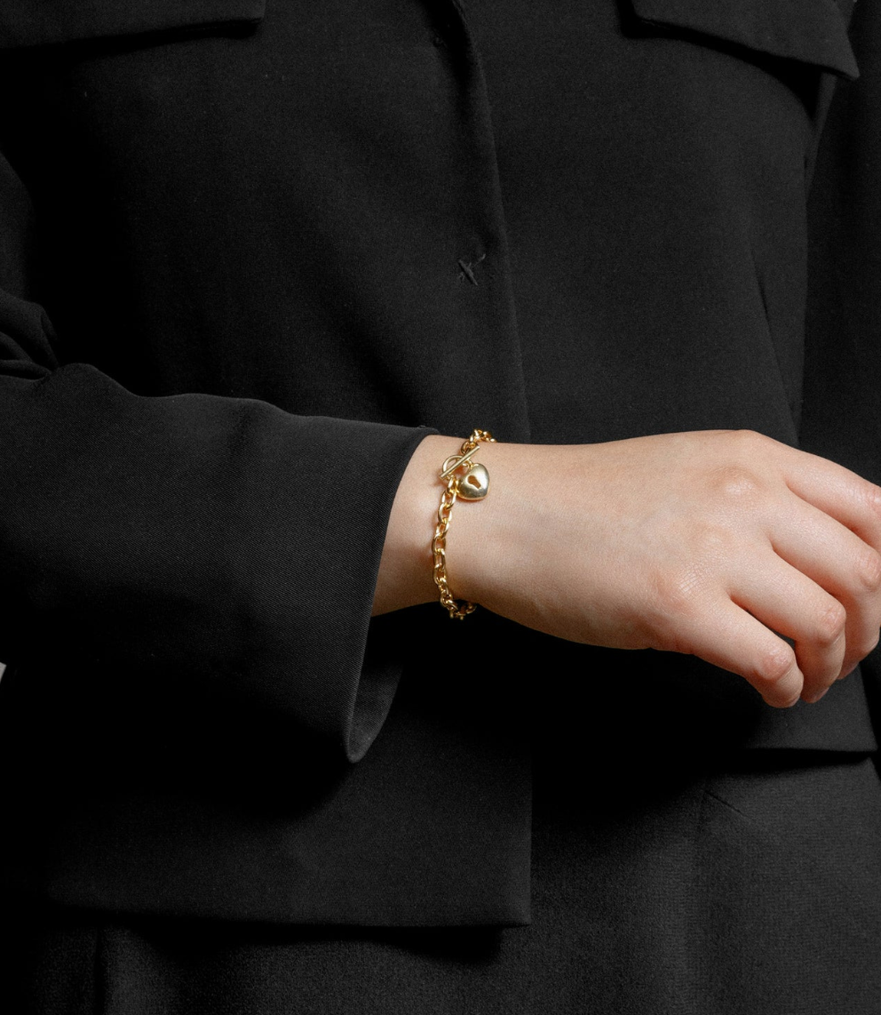 Heart Lock Bracelet in Gold