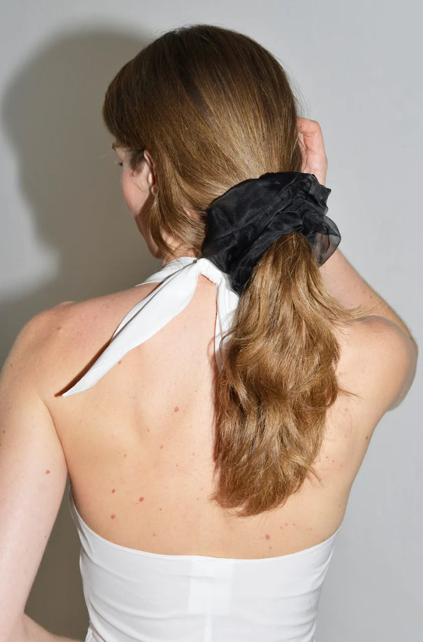 Organza Silk Scrunchie in Black