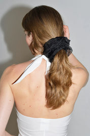 Organza Silk Scrunchie in Black