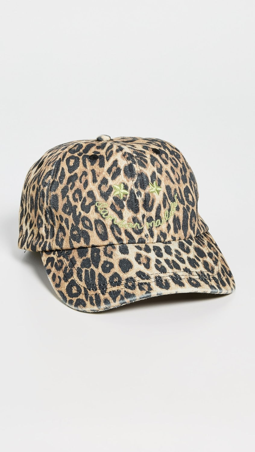 Smiley Cap in Washed Leopard Print