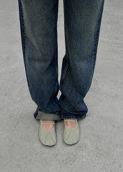 Naira Green Leather Ballet Flats
