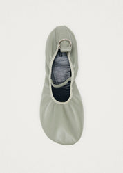 Naira Green Leather Ballet Flats