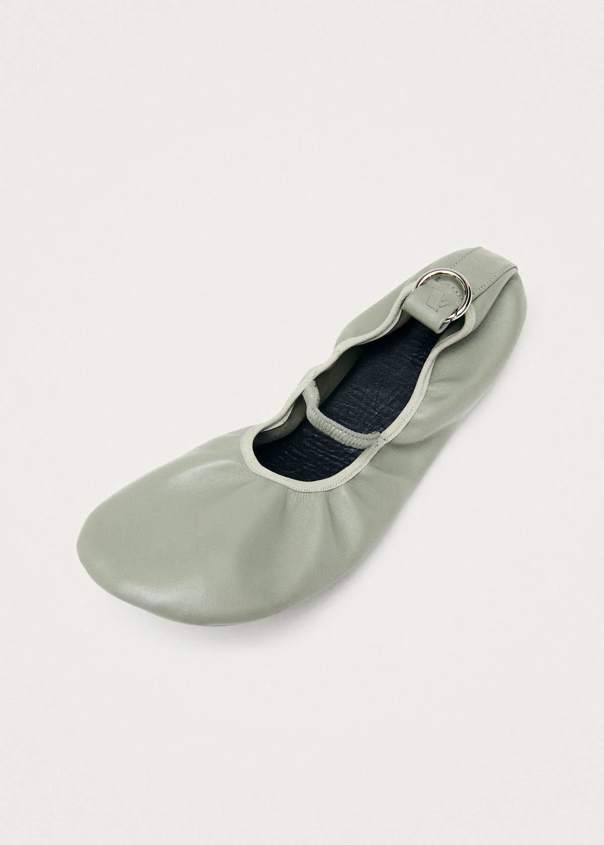 Naira Green Leather Ballet Flats