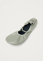 Naira Green Leather Ballet Flats
