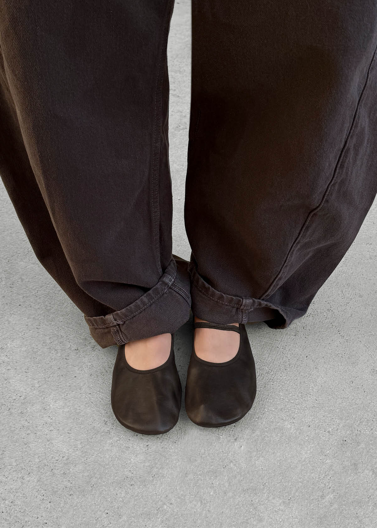 Naira Vintage Effect Brown Leather Ballet Flats