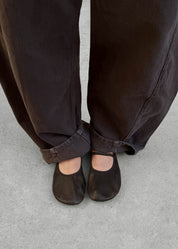 Naira Vintage Effect Brown Leather Ballet Flats
