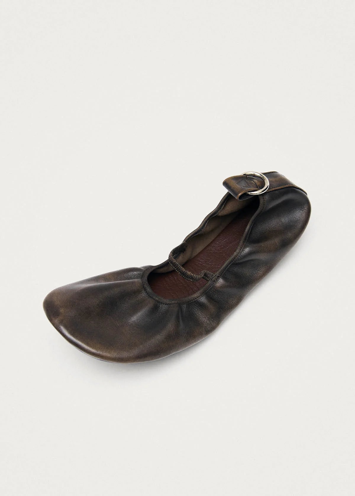 Naira Vintage Effect Brown Leather Ballet Flats