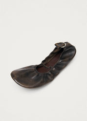 Naira Vintage Effect Brown Leather Ballet Flats