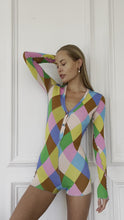 Load and play video in Gallery viewer, Gisele Diamond Knit Mini Jumpsuit
