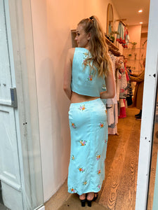 Scarlett Embroidered Skirt in Light Blue