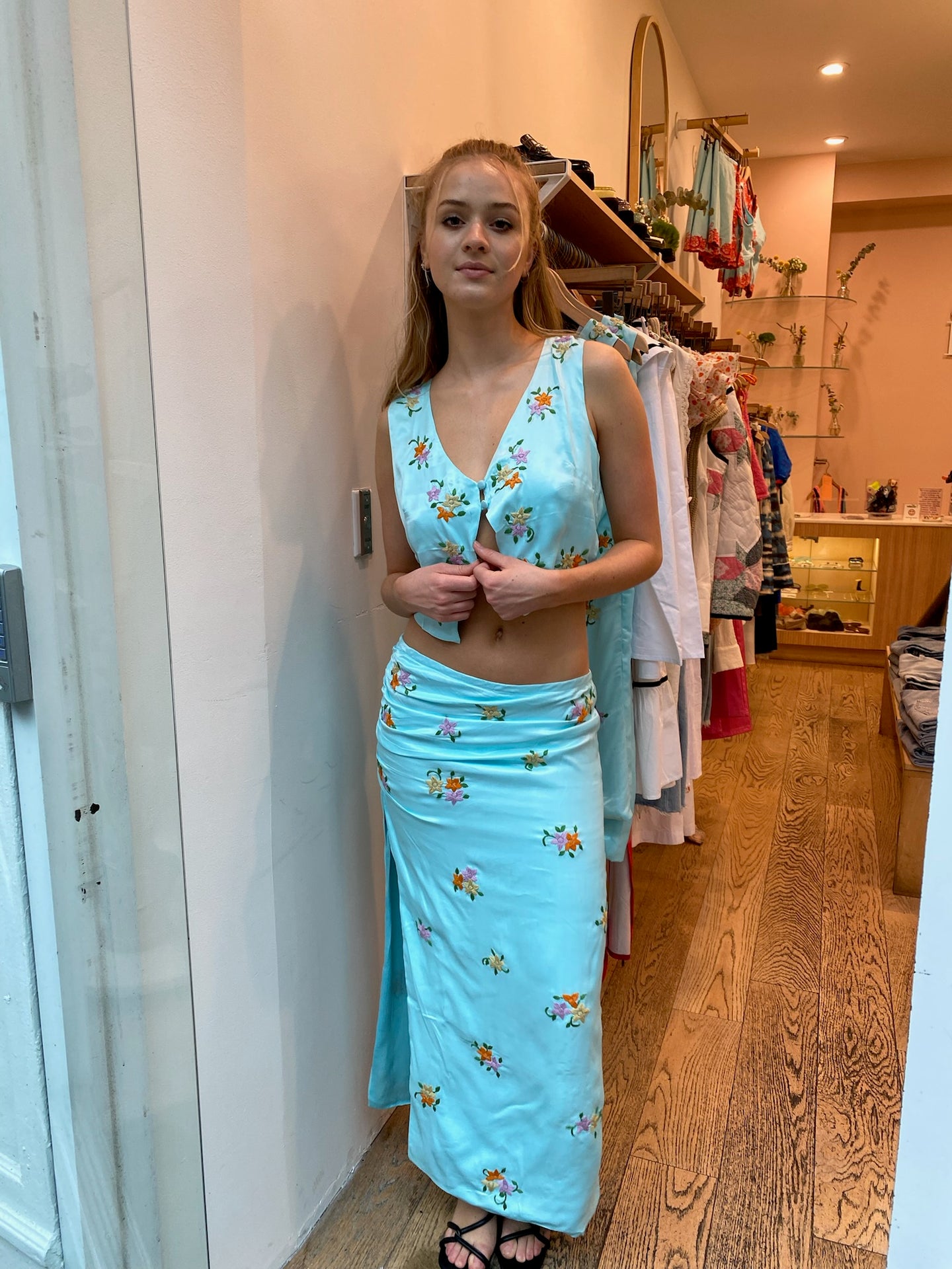 Scarlett Embroidered Skirt in Light Blue