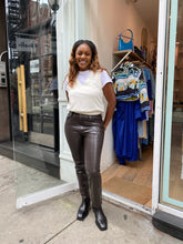 Load image into Gallery viewer, Jolene High Rise Vintage Slim Recycled Leather in Chocolate Torte
