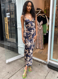 Opaline Floral Silk Strap Maxi in Opaline Floral